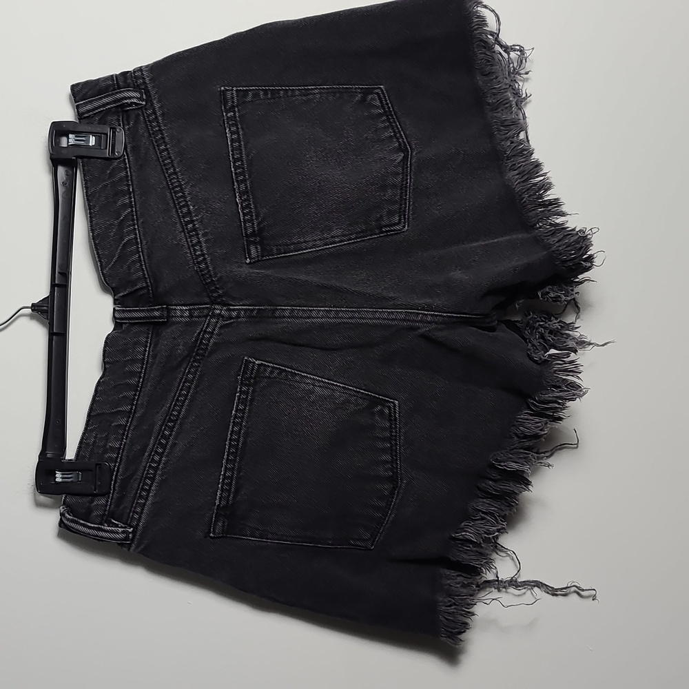 ALL SAINTS Winnie Cut Off Charcoal Black Frayed Distressed Denim Shorts Size 28 - Picture 11 of 15